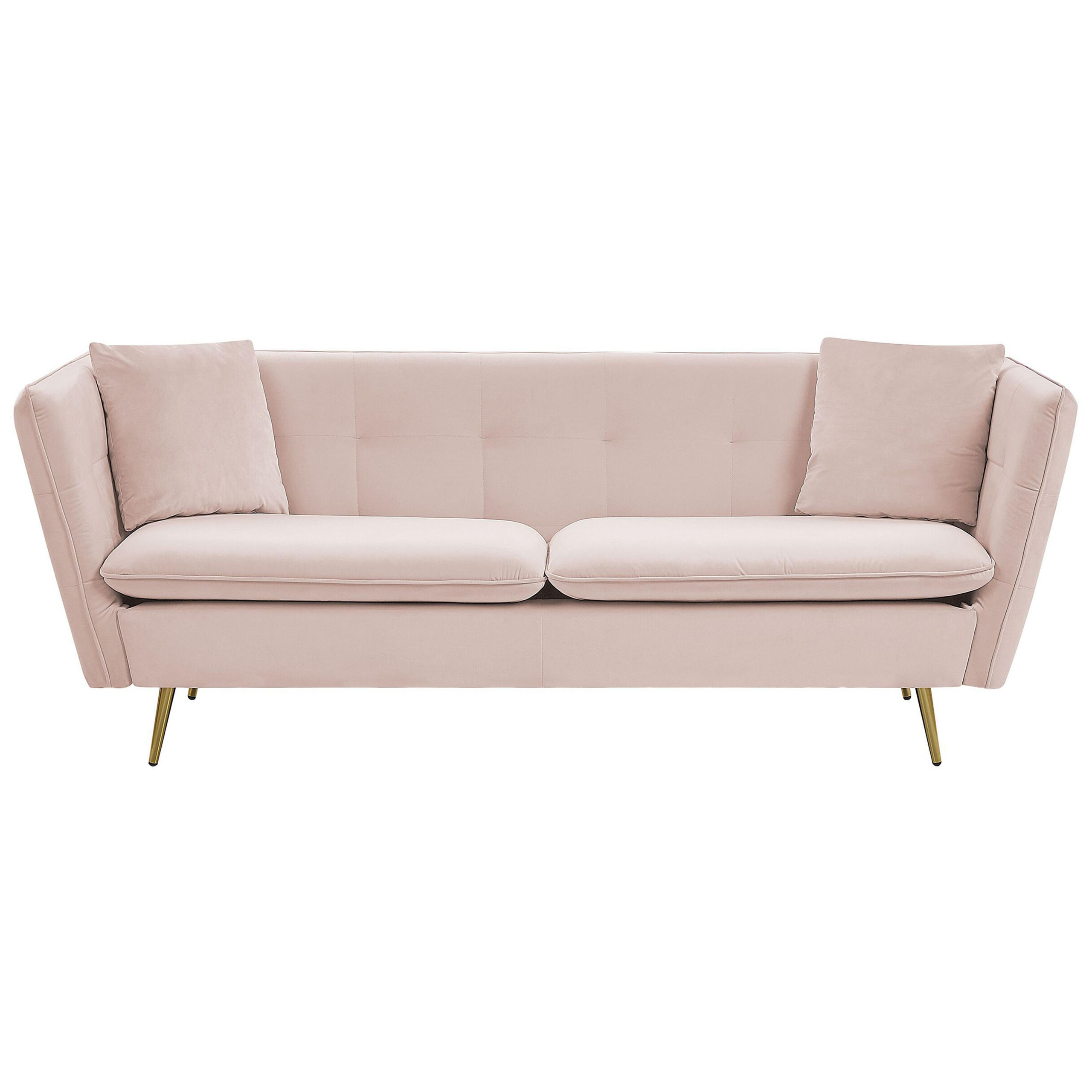 3-SITZER-SOFA Samtstoff Pastellrosa Frederica - Rosa, Textil (200/77/80cm) - Beliani