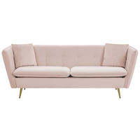 3-SITZER-SOFA Samtstoff Pastellrosa Frederica - Rosa, Textil (200/77/80cm) - Beliani