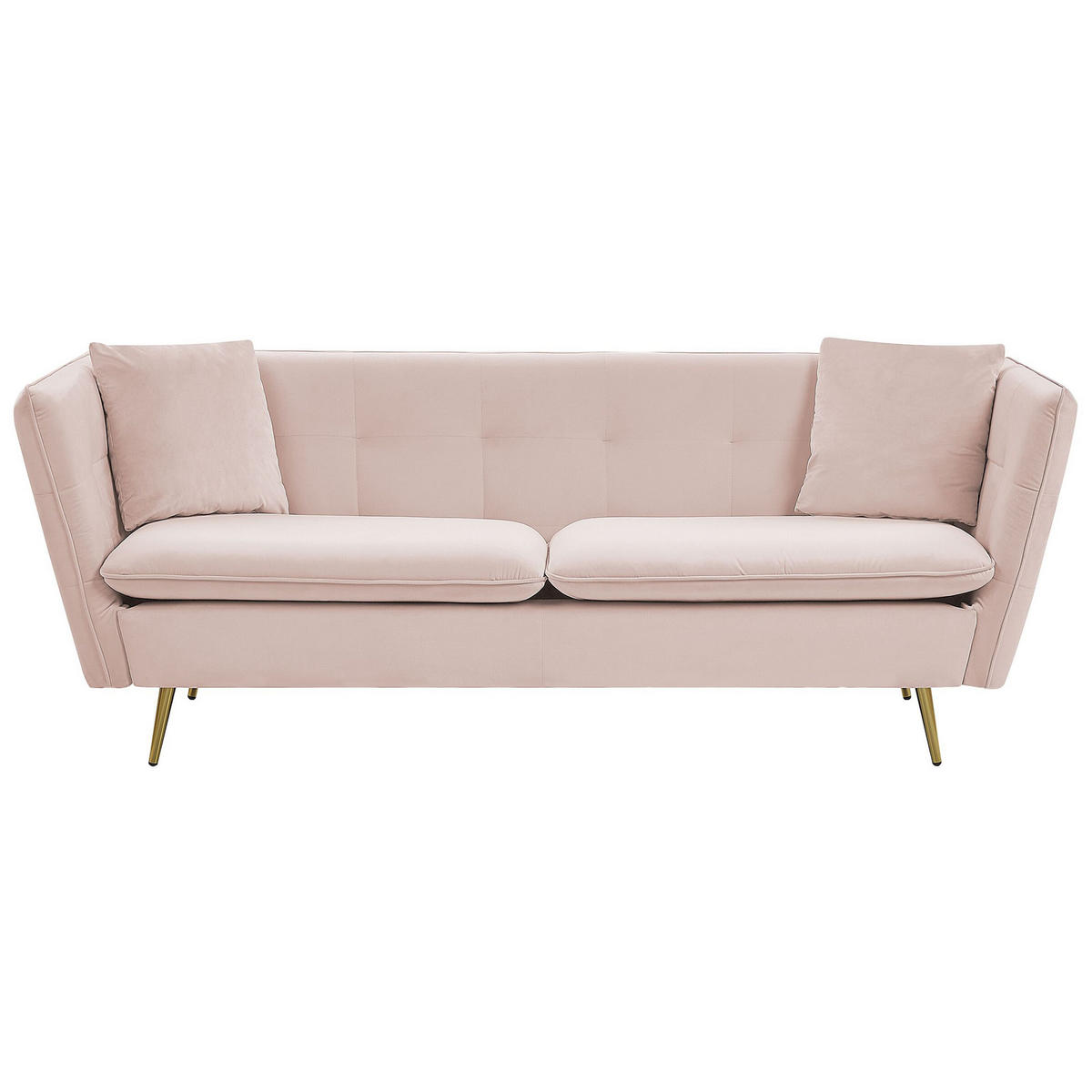 3-SITZER-SOFA Samtstoff Pastellrosa Frederica - Rosa, Textil (200/77/80cm) - Beliani