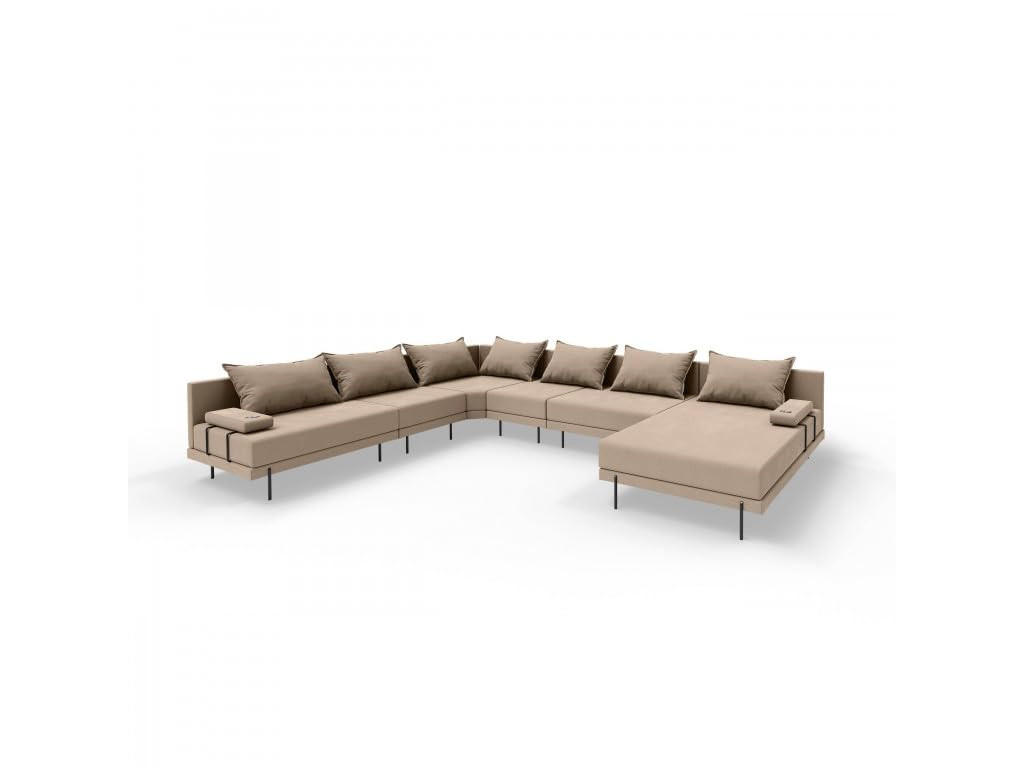 GARTENSOFA BAHAMA XXL Links - Wetterfeste Balkonmöbel & Terrassenmöbel Außen - Moderne Lounge Möbel für Garten - Balkon & Terrasse - Beige - Beige, Kunststoff (410/75/298cm) - Trada