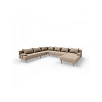 GARTENSOFA BAHAMA XXL Links - Wetterfeste Balkonmöbel & Terrassenmöbel Außen - Moderne Lounge Möbel für Garten - Balkon & Terrasse - Beige - Beige, Kunststoff (410/75/298cm) - Trada