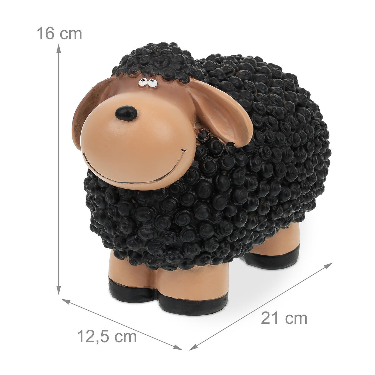 SCHAF-GARTENFIGUR - Schwarz, Kunststoff (21/16/12.5cm) - Relaxdays