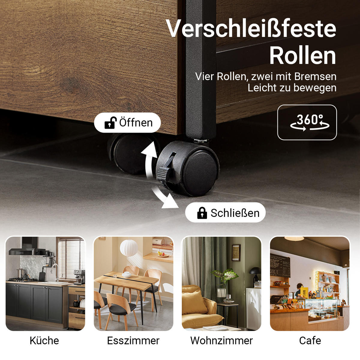 SERVIERWAGEN Vintage - Braun, Holzwerkstoff/Metall (60/90/45cm) - SoBuy