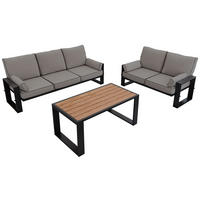 GARTENMÖBEL-SET ELBA:  1x Tisch, 2x Sofa - Grau - Grau, Textil - MKS