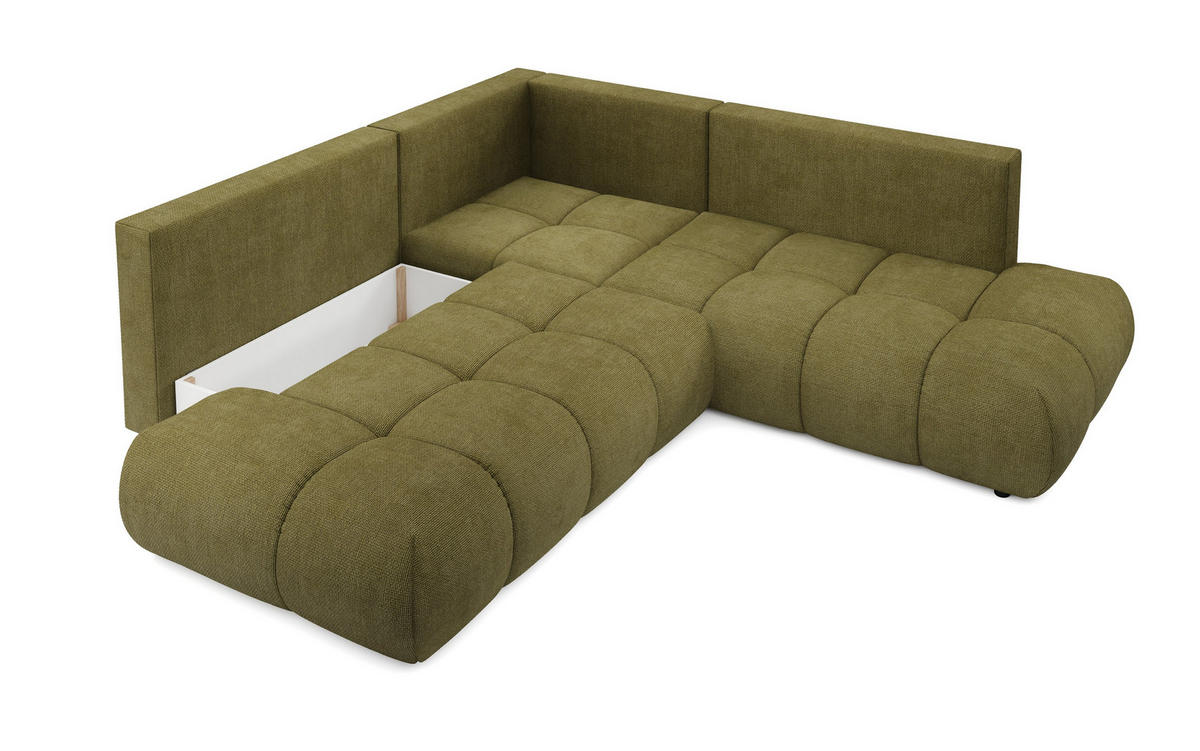 ECKSOFA DUCA II R-S Grün Chenille mit Schlaffunktion - Grün, Holz (266.5/266.5cm) - MASSENO