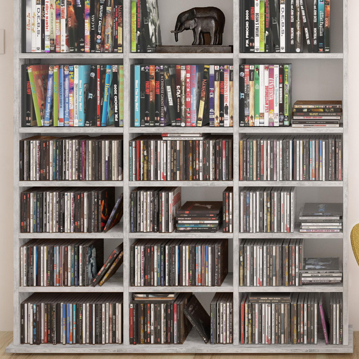 CD-REGAL Jukebox Beton 105.4 x 136 cm - Grau, Holzwerkstoff (105.4/136/19cm) - Vicco
