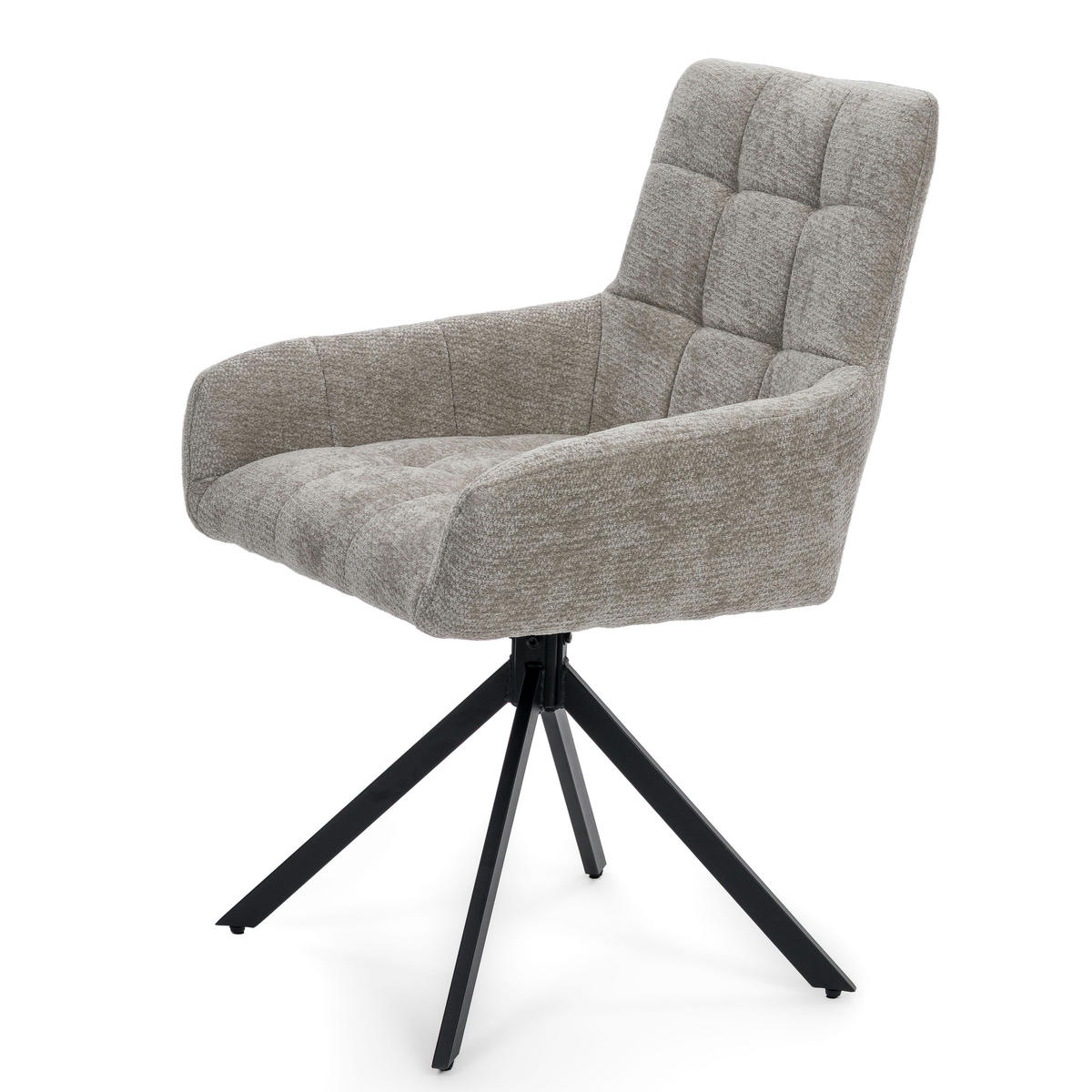 STUHL FUNO drehbar gepolsterter mit Steppung - hellgrau - Chenille - Hellgrau/Schwarz, Textil/Metall (58/87/60cm) - NEW HOME