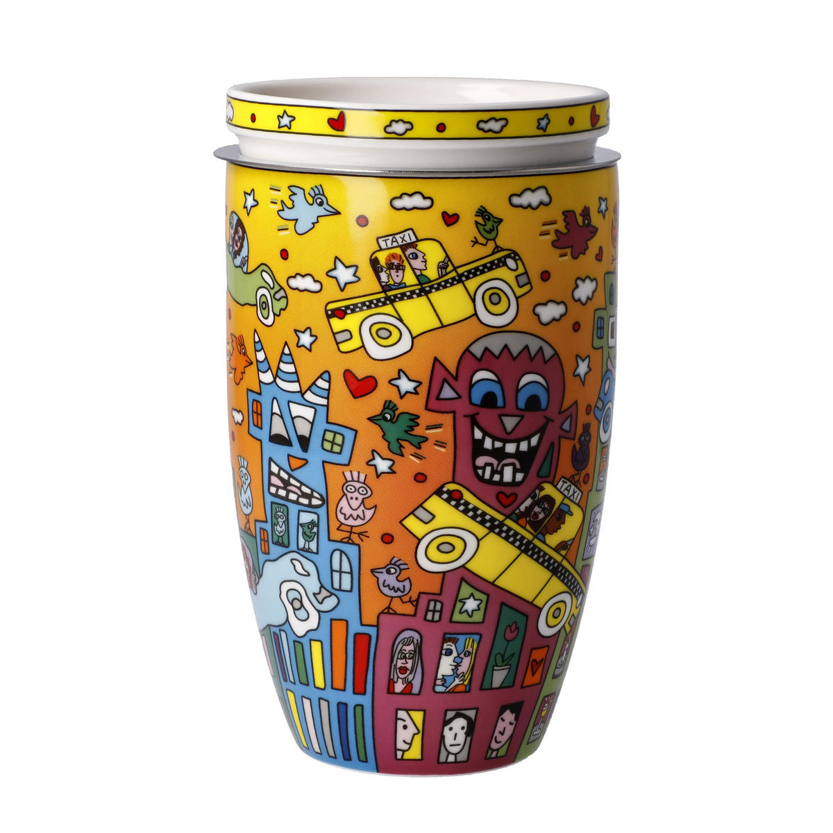 TEETASSE James Rizzi - Not Getting Around the Traffic, Fine Bone China, Bunt, 450 ml - Multicolor, Keramik (0.45L) - Goebel