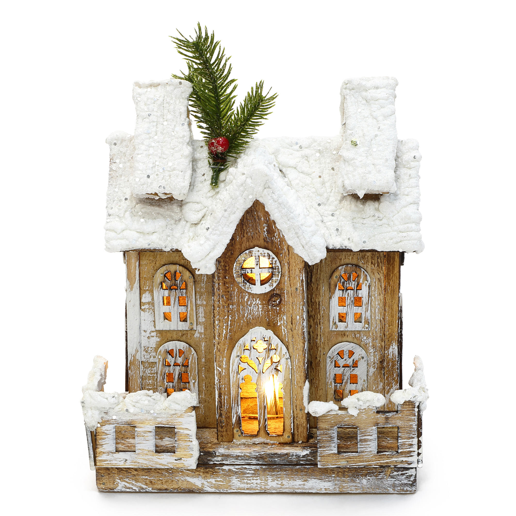 Hometopia Weihnachtshaus Braun 12x26x23 cm