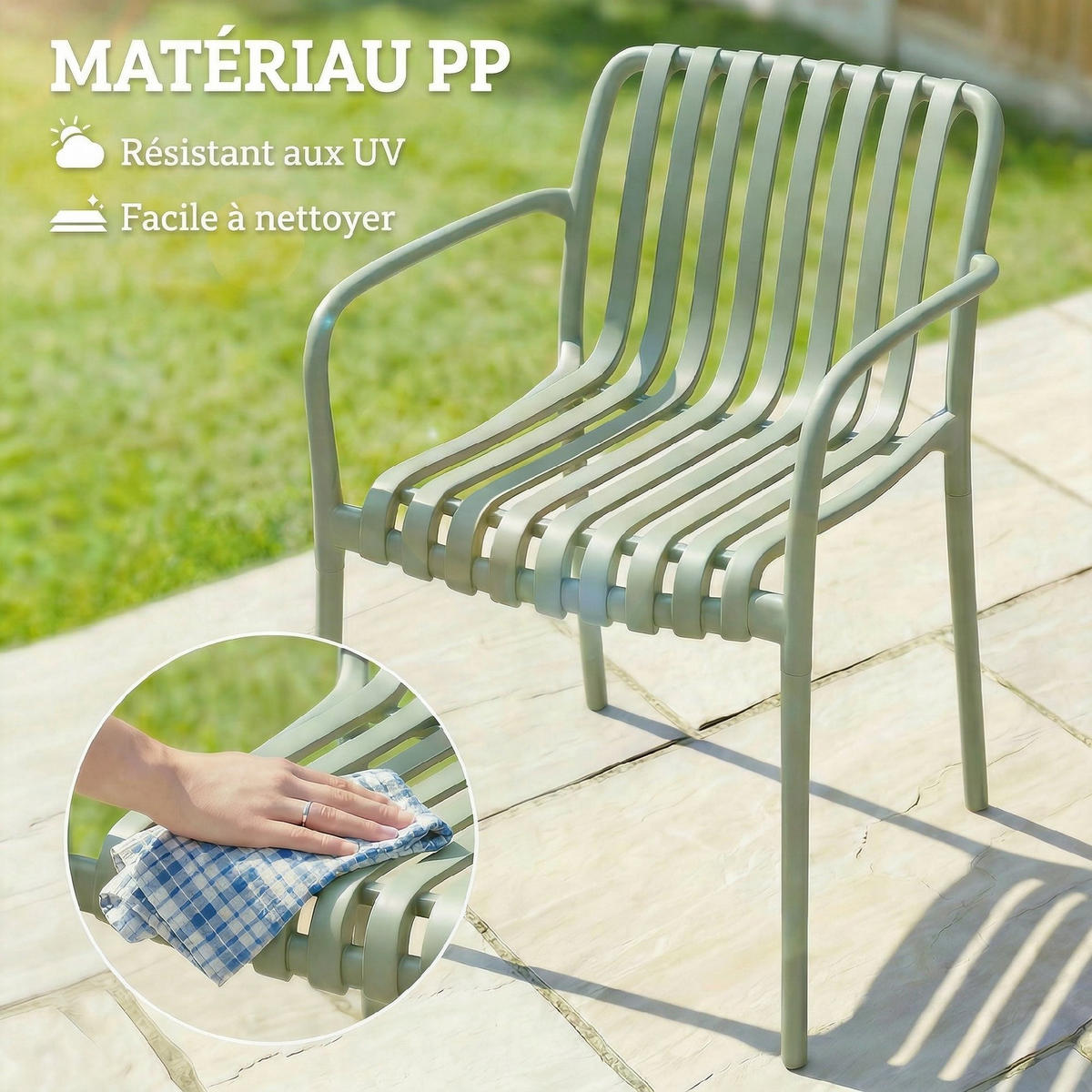 GARTENSTUHL Grun 4 Stück - Grün, Kunststoff (55/81.5/58.5cm) - GiPP