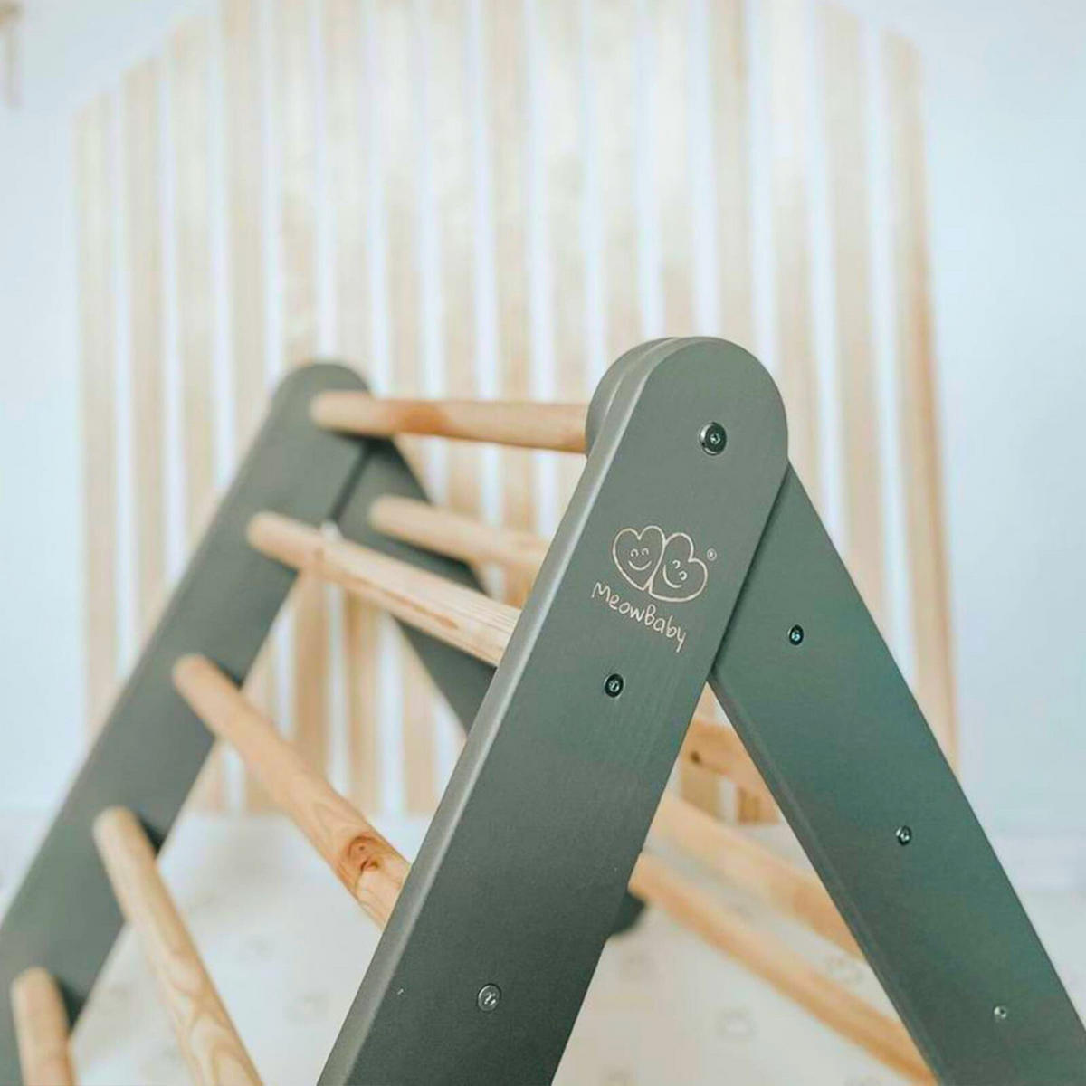 KLETTERDREIECK für Kinder, Montessori, Grau - Grau, Holz (59.5/59/60cm) - MeowBaby