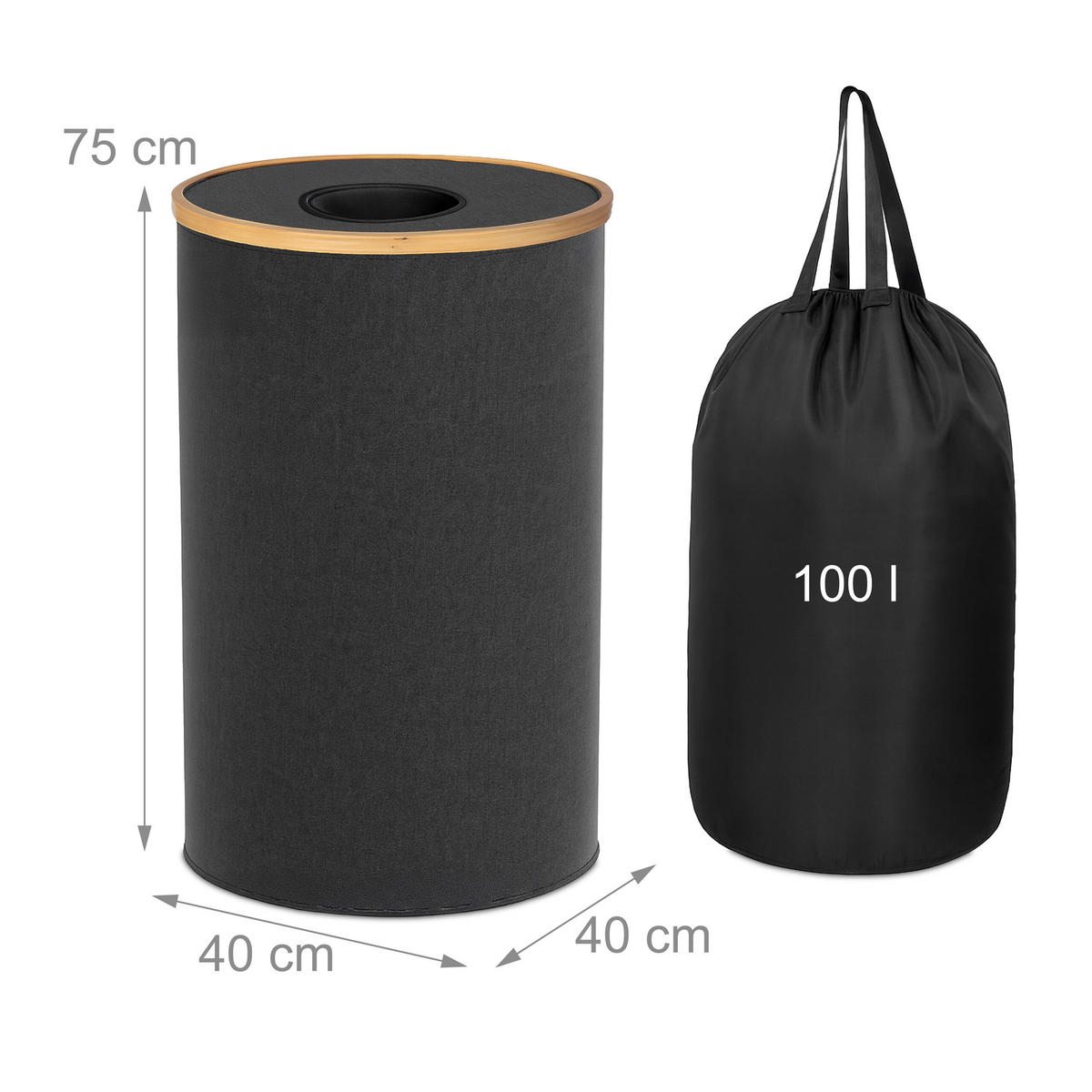 PFANDFLASCHEN-SAMMELBEHÄLTER - Schwarz, Holz/Kunststoff (40/75/40cm) - Relaxdays