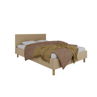 POLSTERBETT ALMORE 140x200cm Elegantes Polsterbett für modernen Wohnstil , 7-Zonen-Taschenfederkernmatratze mit kokos ARLAN (21 cm), Creme - Creme, Holz (140/200cm) - Panda Möbel