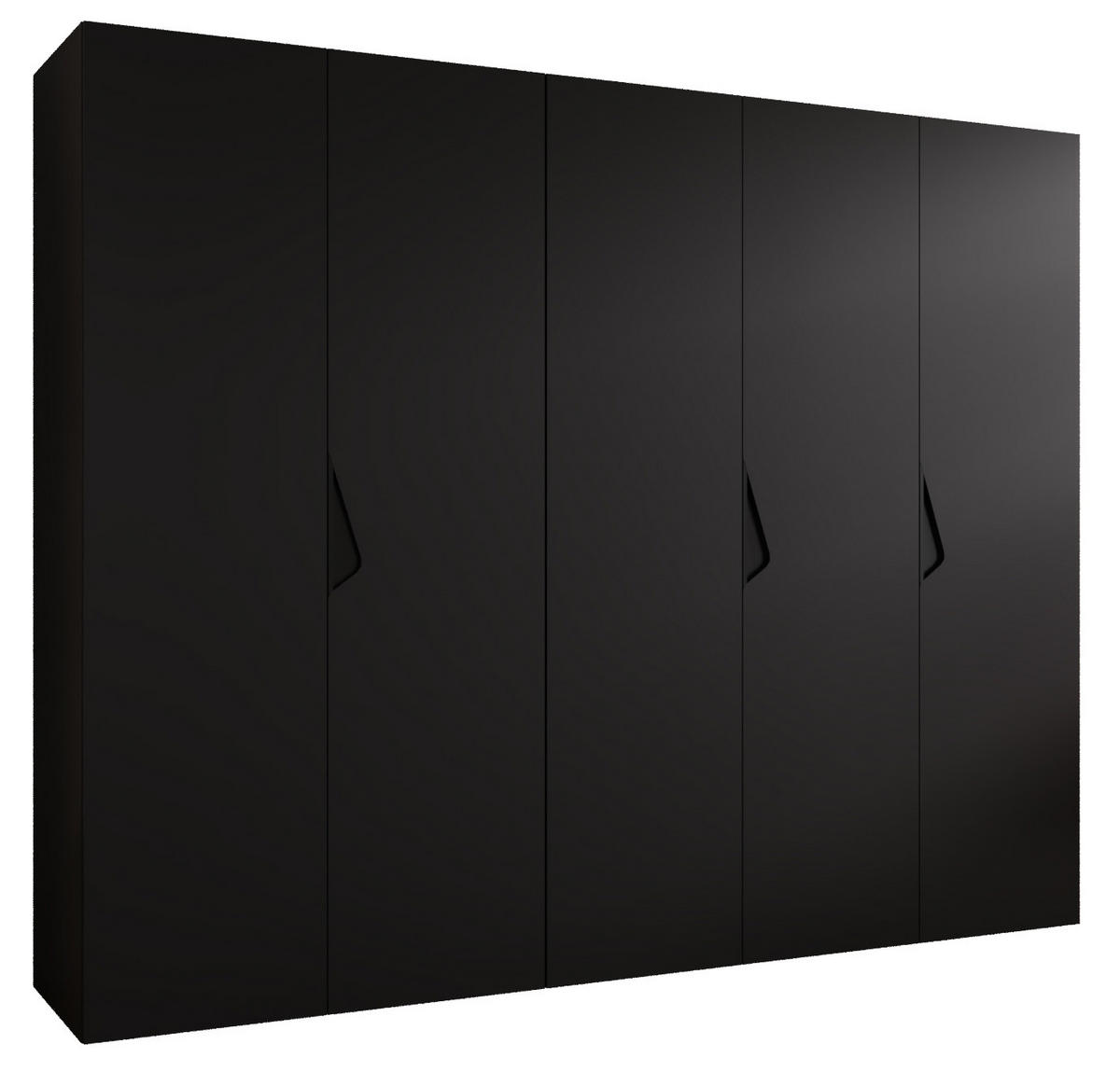 DREHTÜRENSCHRANK 202/250/52 5-türig - Schwarz, Holz/Metall (250/202/52cm) - Abiks Möbel