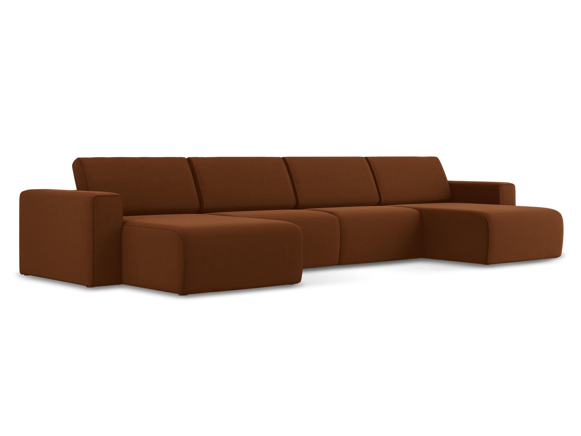 WOHNLANDSCHAFT Samt Stoff Orange - Rot/Terra cotta, Kunststoff/Textil (404/80/167cm) - Makamii