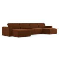 WOHNLANDSCHAFT Samt Stoff Orange - Rot/Terra cotta, Kunststoff/Textil (404/80/167cm) - Makamii