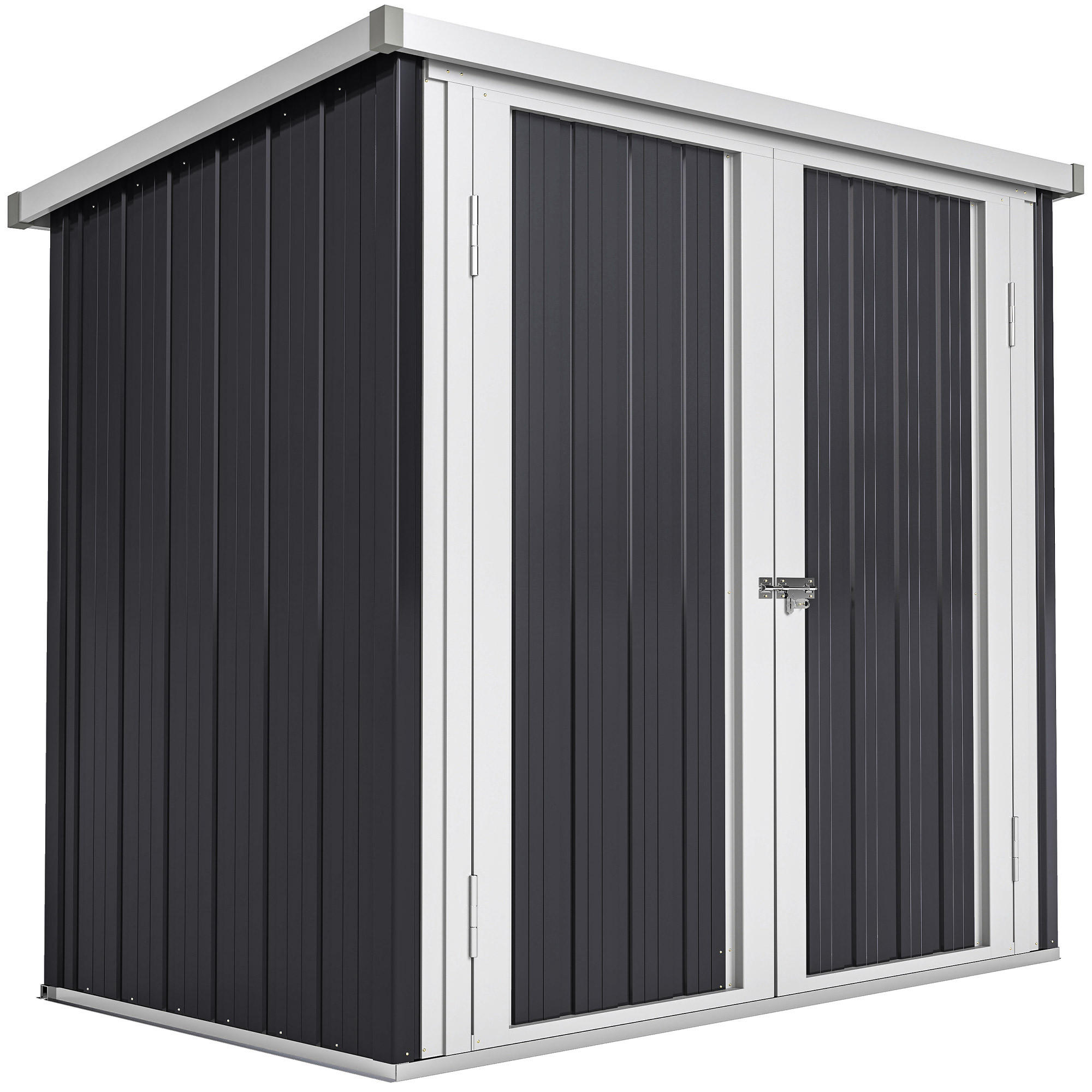 GERÄTEHAUS DE-16828 Metall-Box mit 2 Türen Schwarz/Weiß - Schwarz, Metall (86/134/147cm) - ComfortXL