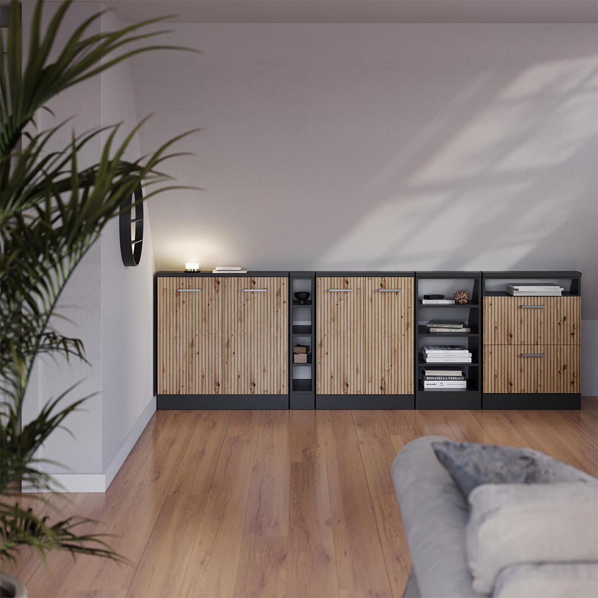 DACHSCHRÄGENSCHRANK-SET Rion Artisan-Eiche 2er Set - Eiche Artisan, Holzwerkstoff (120/81.6/46cm) - Vicco