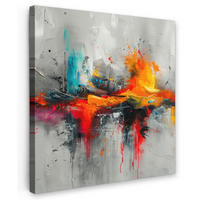 LEINWANDBILD Moderne Kunst - Orange - Grau - Abstrakt 50x50 cm - Hellgrau, Textil (50/50cm) - MuchoWow
