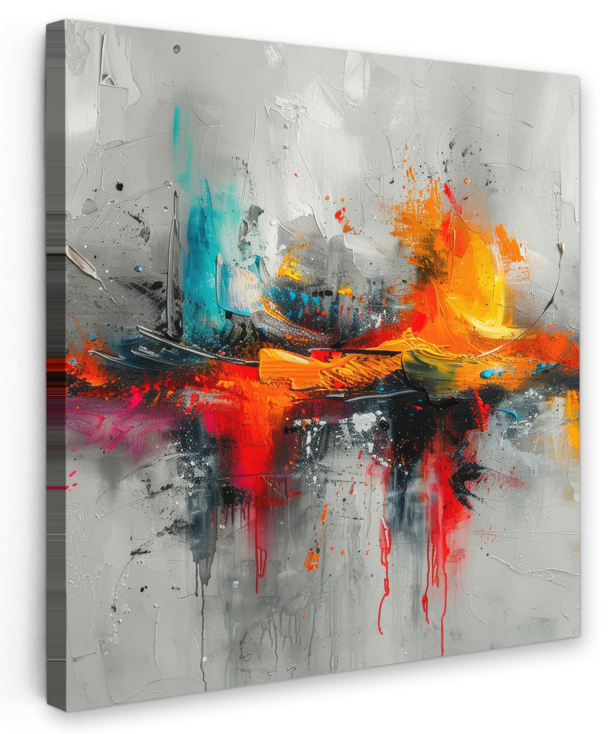 LEINWANDBILD Moderne Kunst - Orange - Grau - Abstrakt 50x50 cm - Hellgrau, Textil (50/50cm) - MuchoWow