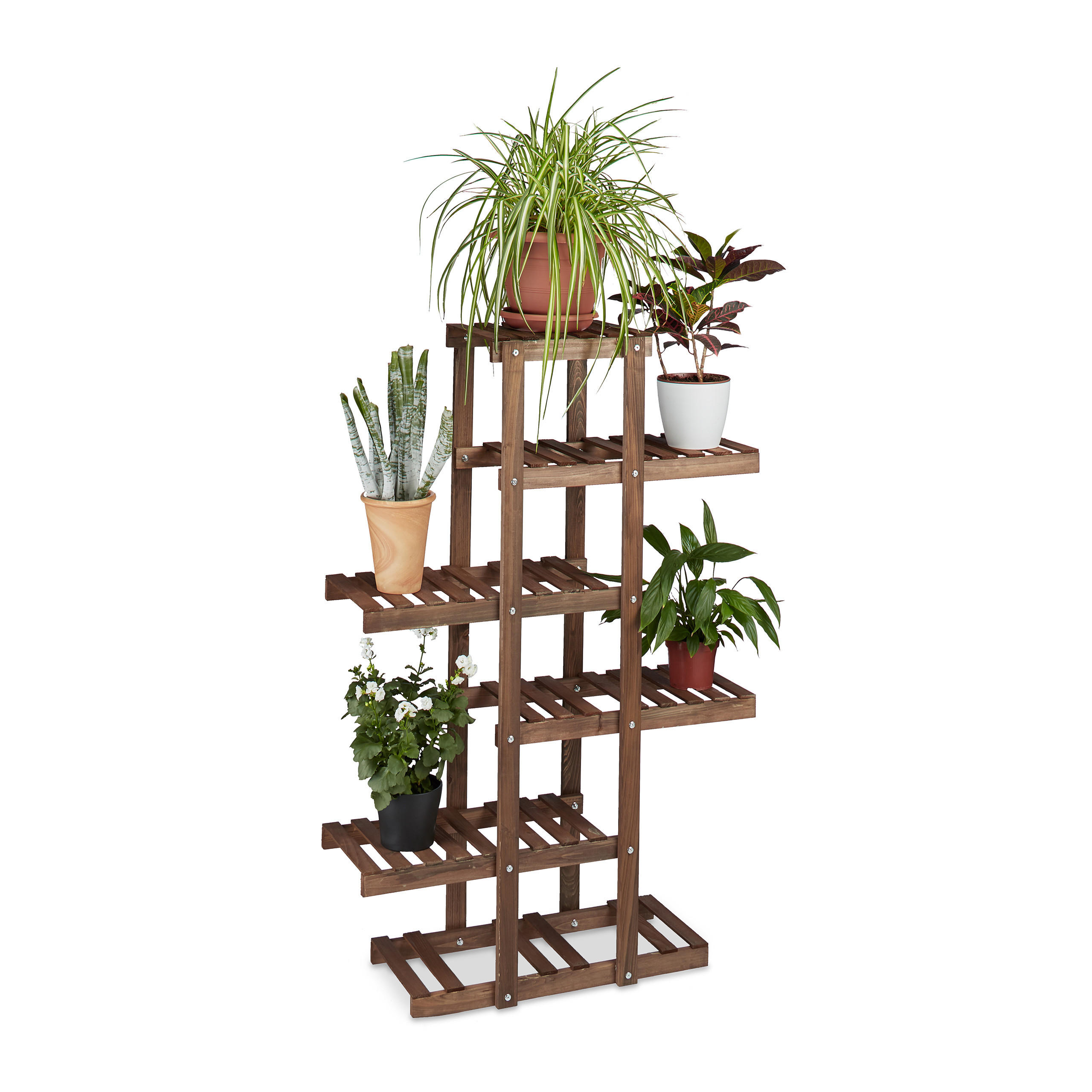 BLUMENREGAL - Dunkelbraun, Holz (81/125/25cm) - Relaxdays