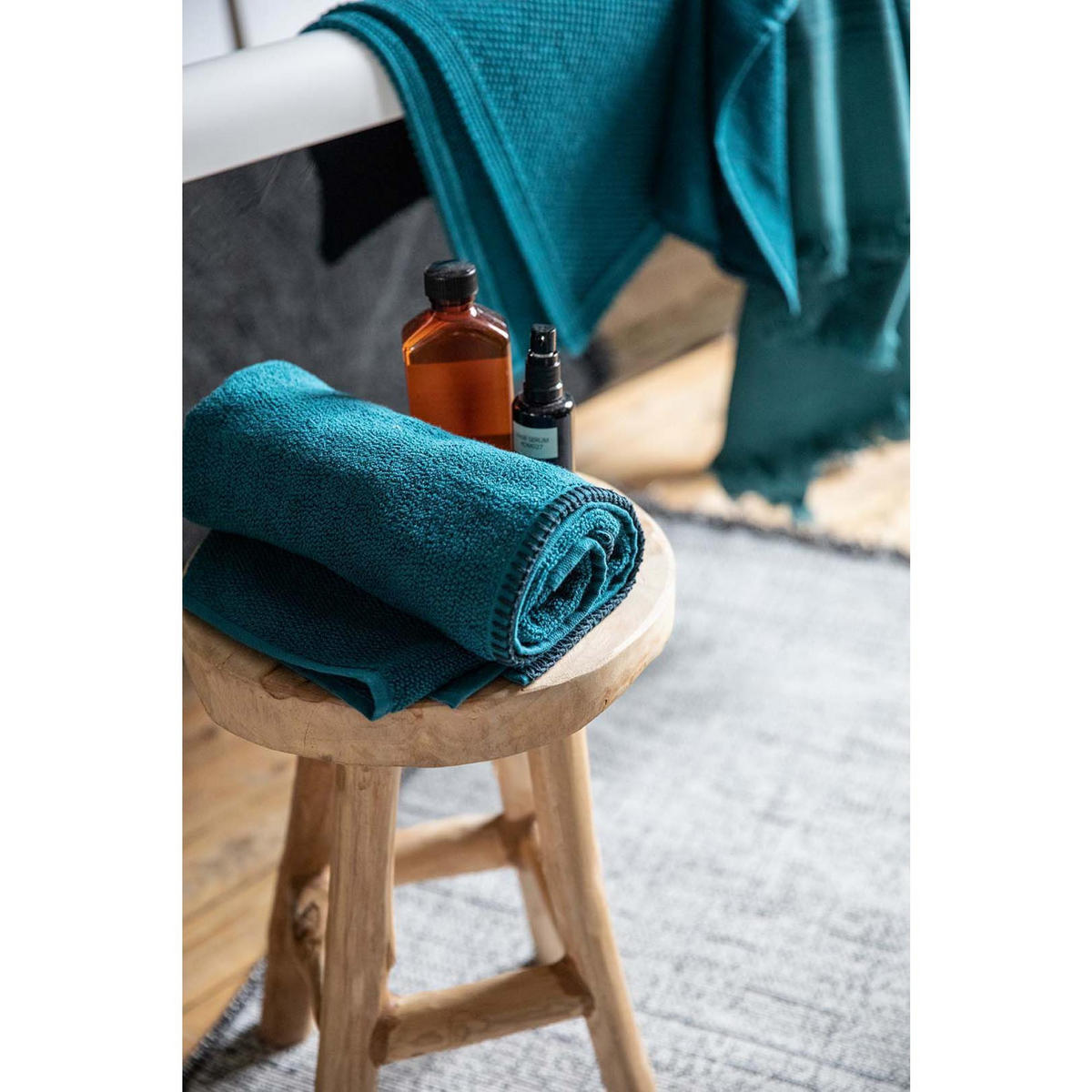 HANDTUCH Bora pfau 50 x 100 cm - Blau, Textil (50/100cm) - Vivaraise