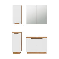 BADMÖBEL-SET Lotta Eiche/weiß gestreift 4 Teile - Eichefarben/Weiß, Holzwerkstoff (79.6/62.1/32cm) - Vicco