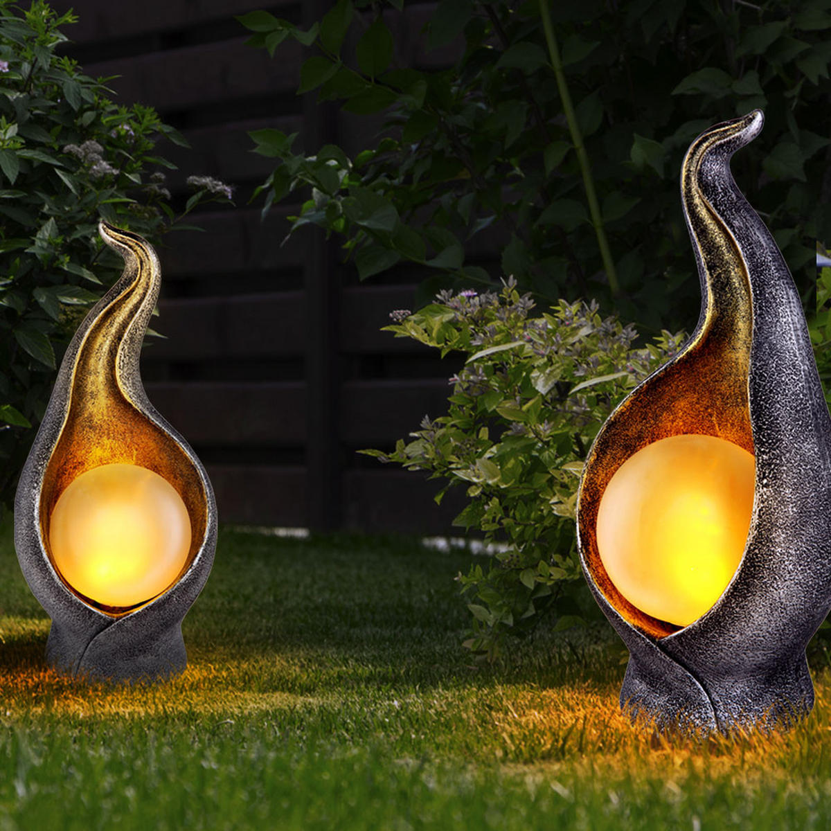 LED AUSSENLEUCHTE Silber Gold Leuchtkugel - Silberfarben, Kunststoff (12/11/26.5cm) - Globo Lighting