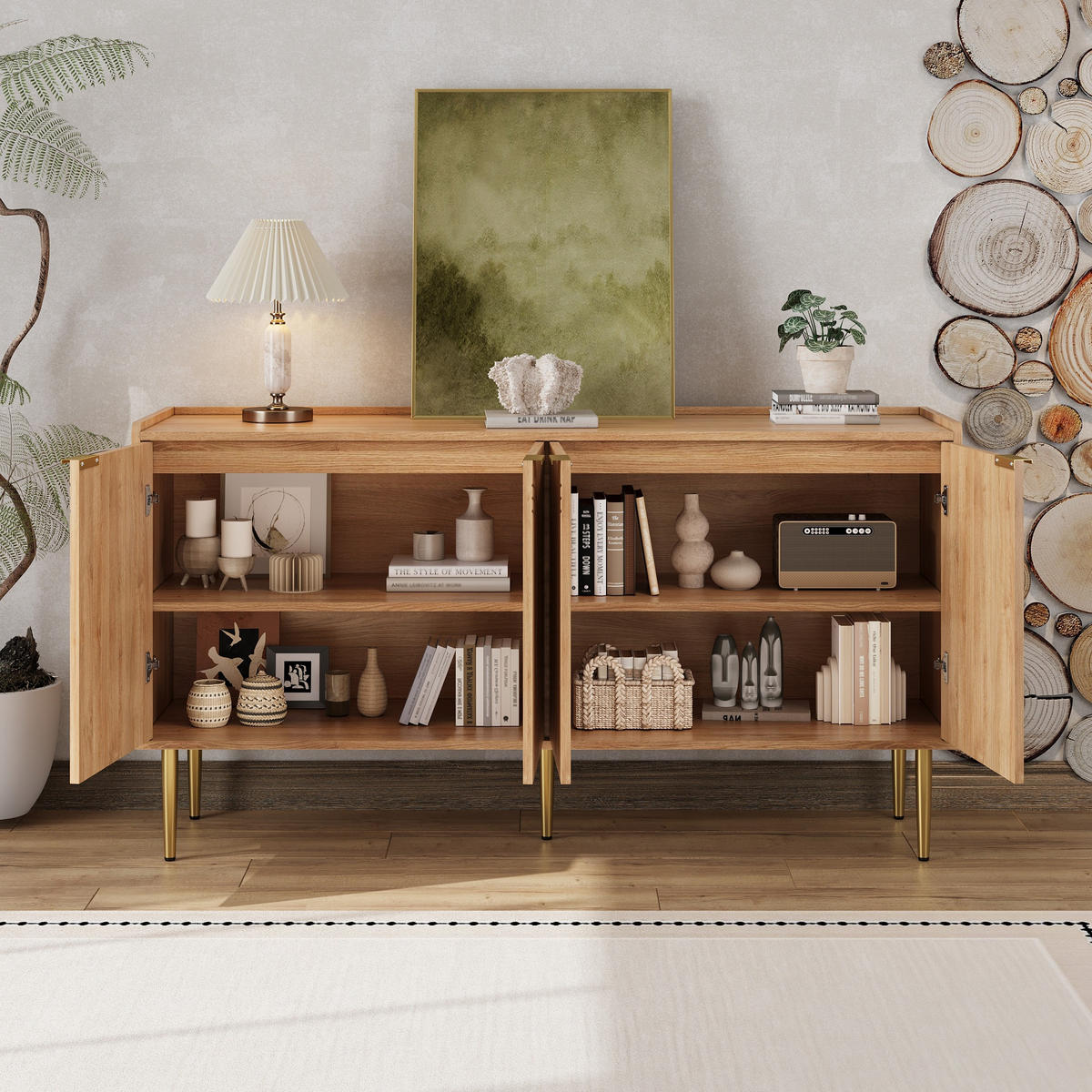 SIDEBOARD 140cm modern Stauraum Anrichte Wohnzimmer Buffet - Naturfarben, Holzwerkstoff (38/75/140cm) - FLIEKS