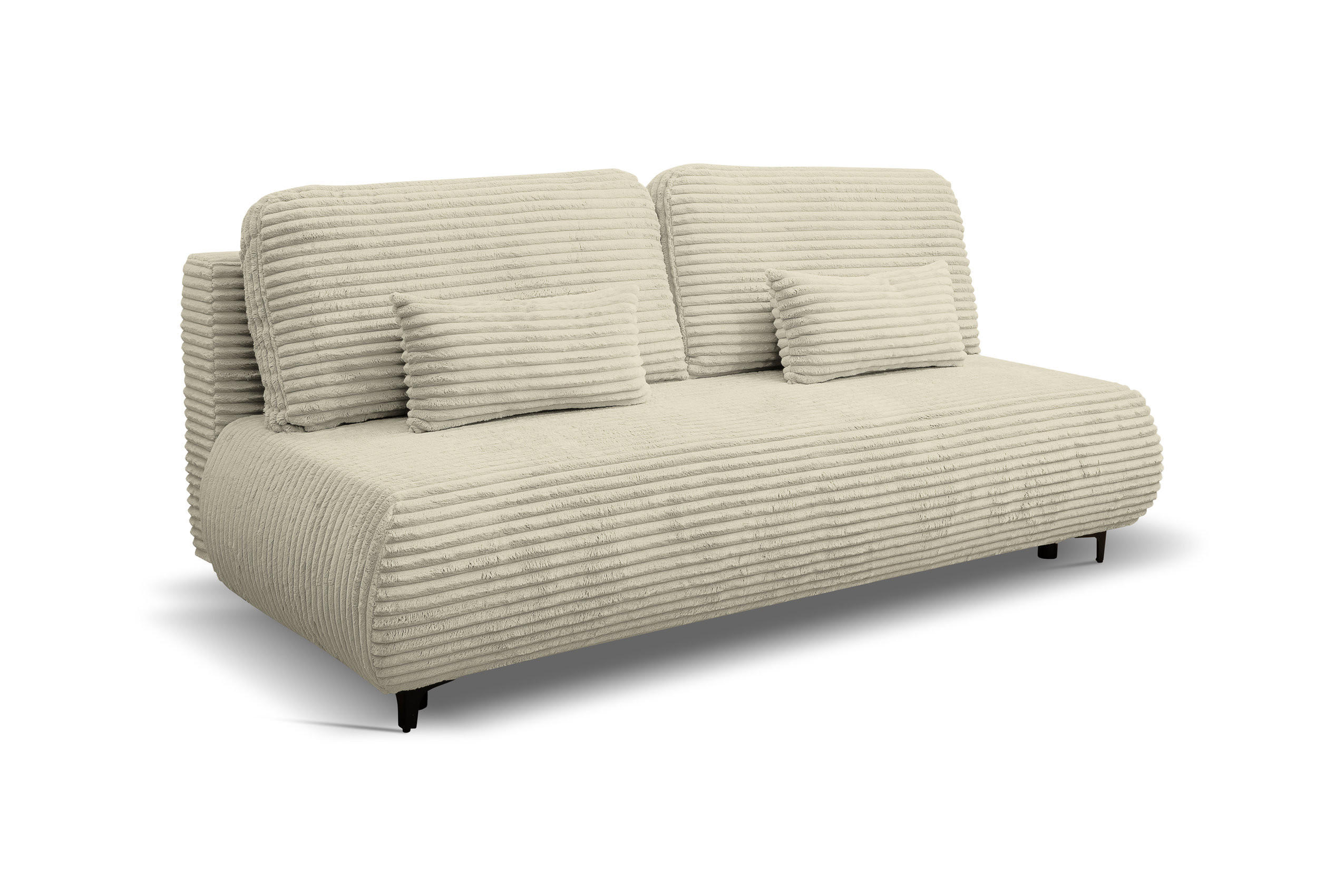 SCHLAFSOFA Etna, Sofa mit Schlaffunktion und Bettkasten, Farbe: Beige, Cordstoff, Ottomane Unsiversal - Beige, Textil (205/90cm) - VENASI MÖBEL