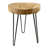 BEISTELLTISCH rund, Holz, Schwarz - Braun, Metall (30/30/42cm) - Home Styling Collection