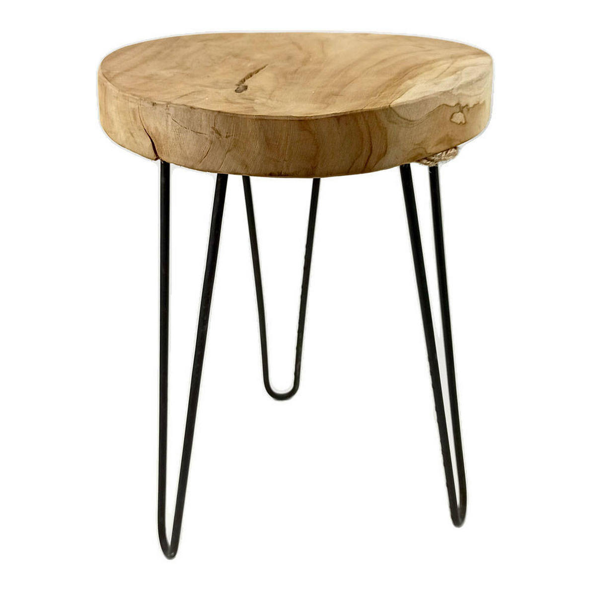 BEISTELLTISCH rund, Holz, Schwarz - Braun, Metall (30/30/42cm) - Home Styling Collection