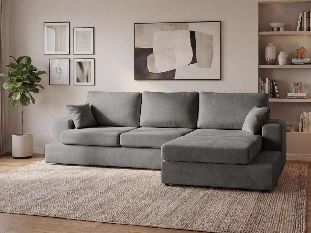 ECKSOFA Nesto Grau Rechts - Grau, Holz/Textil (165/260cm) - Graingold