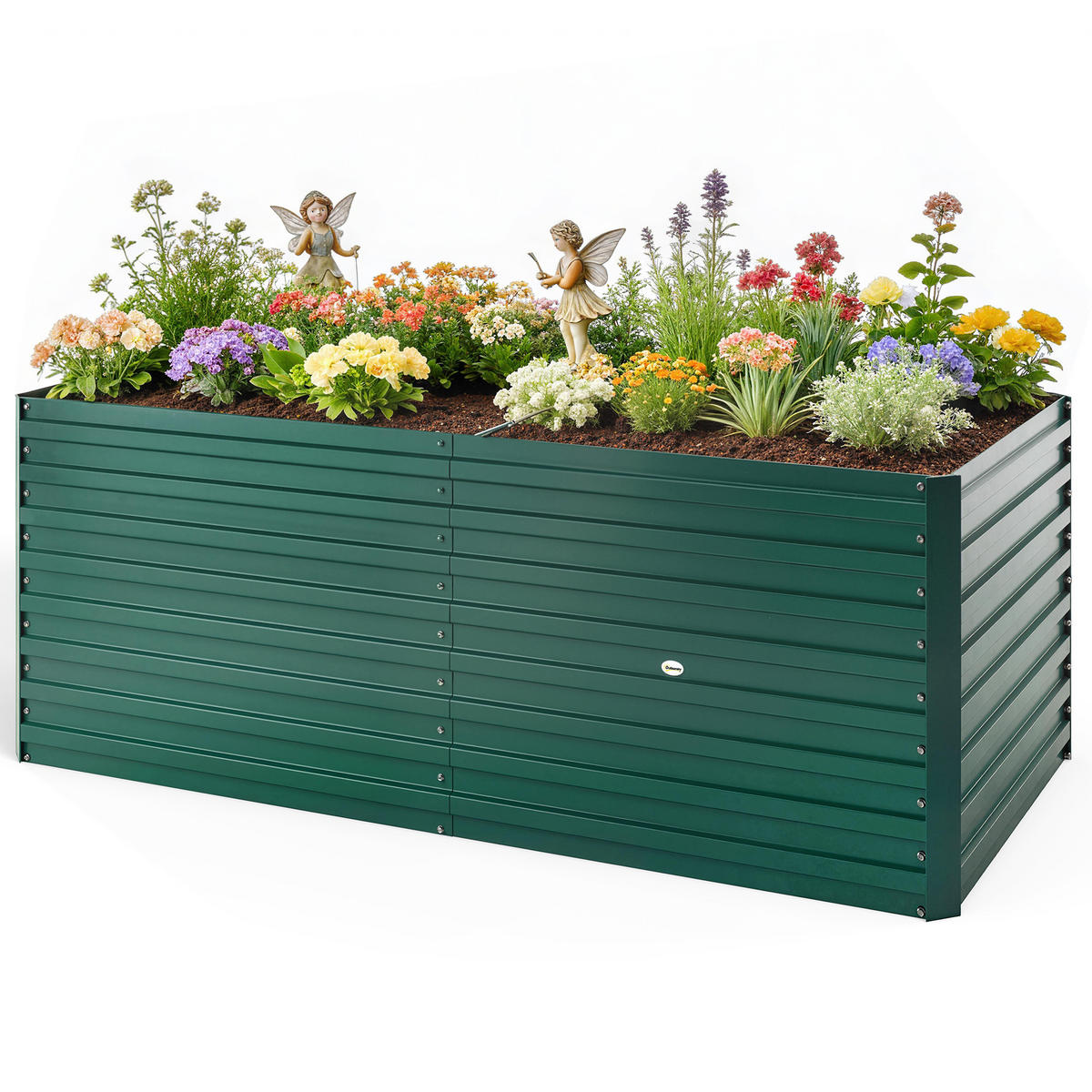 HOCHBEET DE-12309 e/tra tief 160/80/60 cm mit offenem Boden Grün - Grün, Metall (160/60/80cm) - ComfortXL