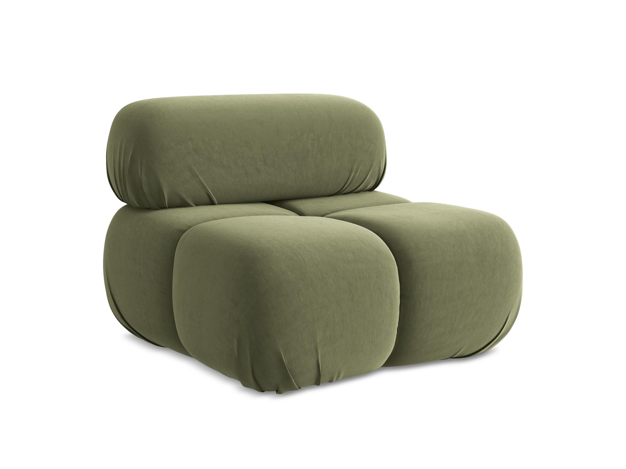 SESSEL Samt Stoff Grün - Schwarz/Olivgrün, Kunststoff/Textil (96/70/95cm) - Makamii