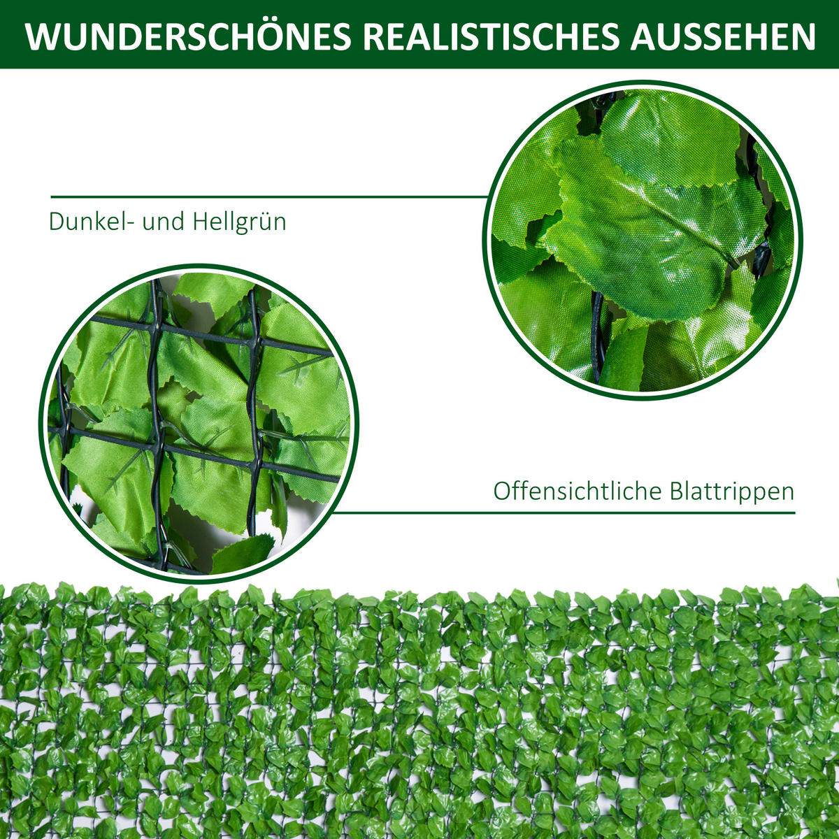 SICHTSCHUTZHECKE, Hellgrün, 300 x 150 cm - Grün, Kunststoff (150/150cm) - Outsunny