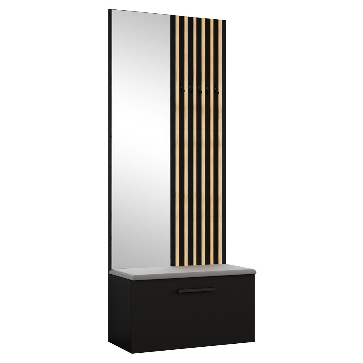 GARDEROBENSCHRANK MODULO 161,2/204/40 cm Modern Garderobe-Set Schwarz - Schwarz/Grau, Holzwerkstoff (161.2/204/40cm) - MASSENO