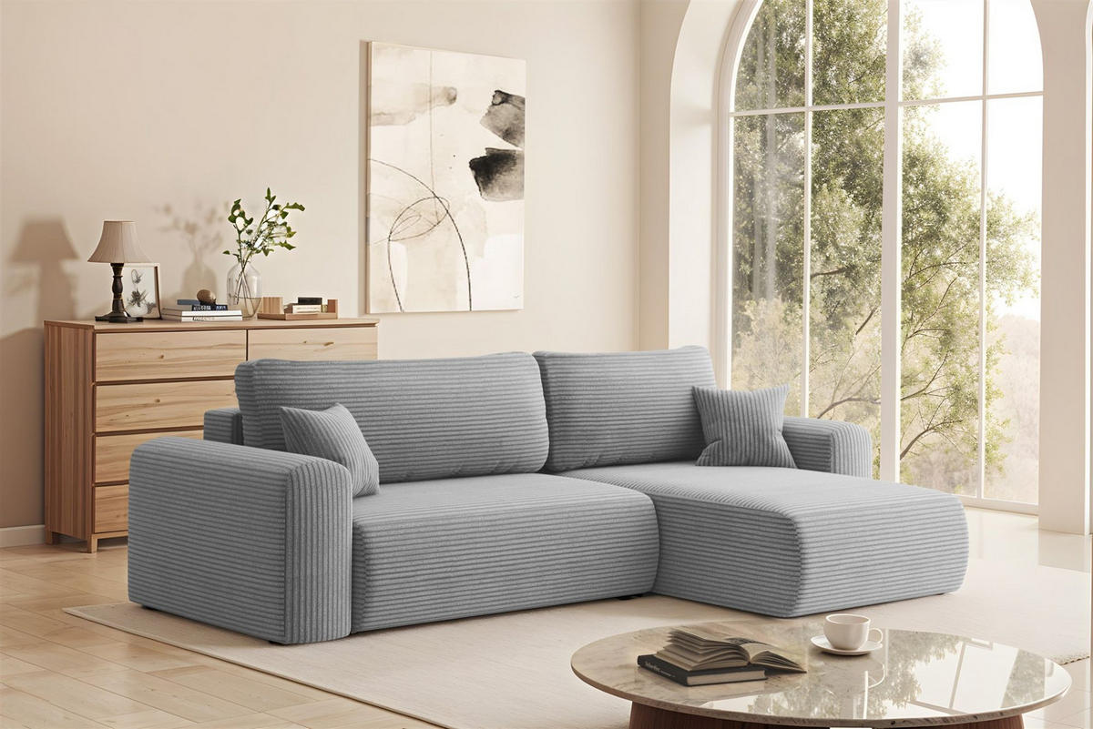 ECKSOFA Flora In Poso - Hellgrau, Holzwerkstoff/Textil (272/145cm) - Fun Möbel