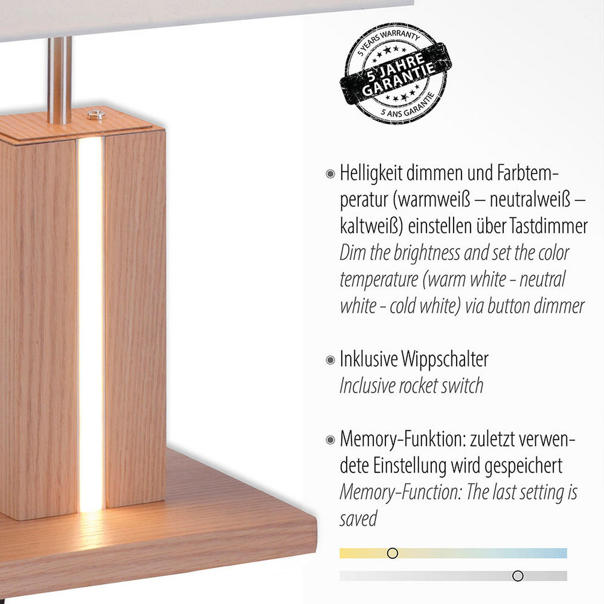 LED TISCHLEUCHTE Amanda Holzoptik Weiß - Weiß, Kunststoff (32/20/48cm)