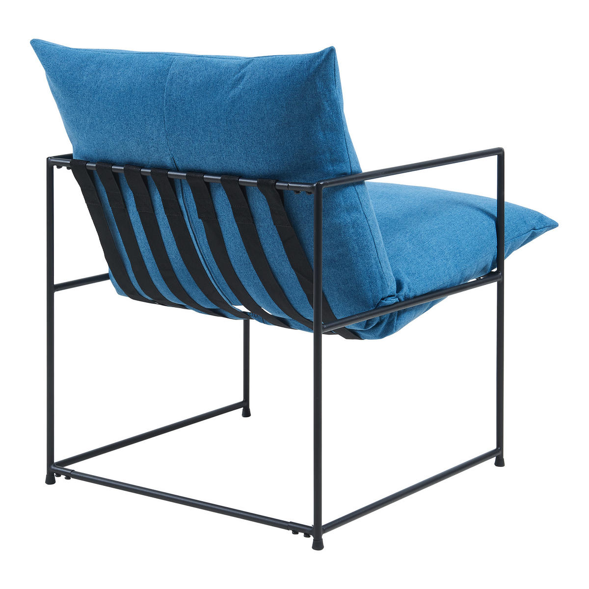 SESSEL Utsjoki - Blau/Schwarz, Textil/Metall (61/90/70cm) - [en.casa]