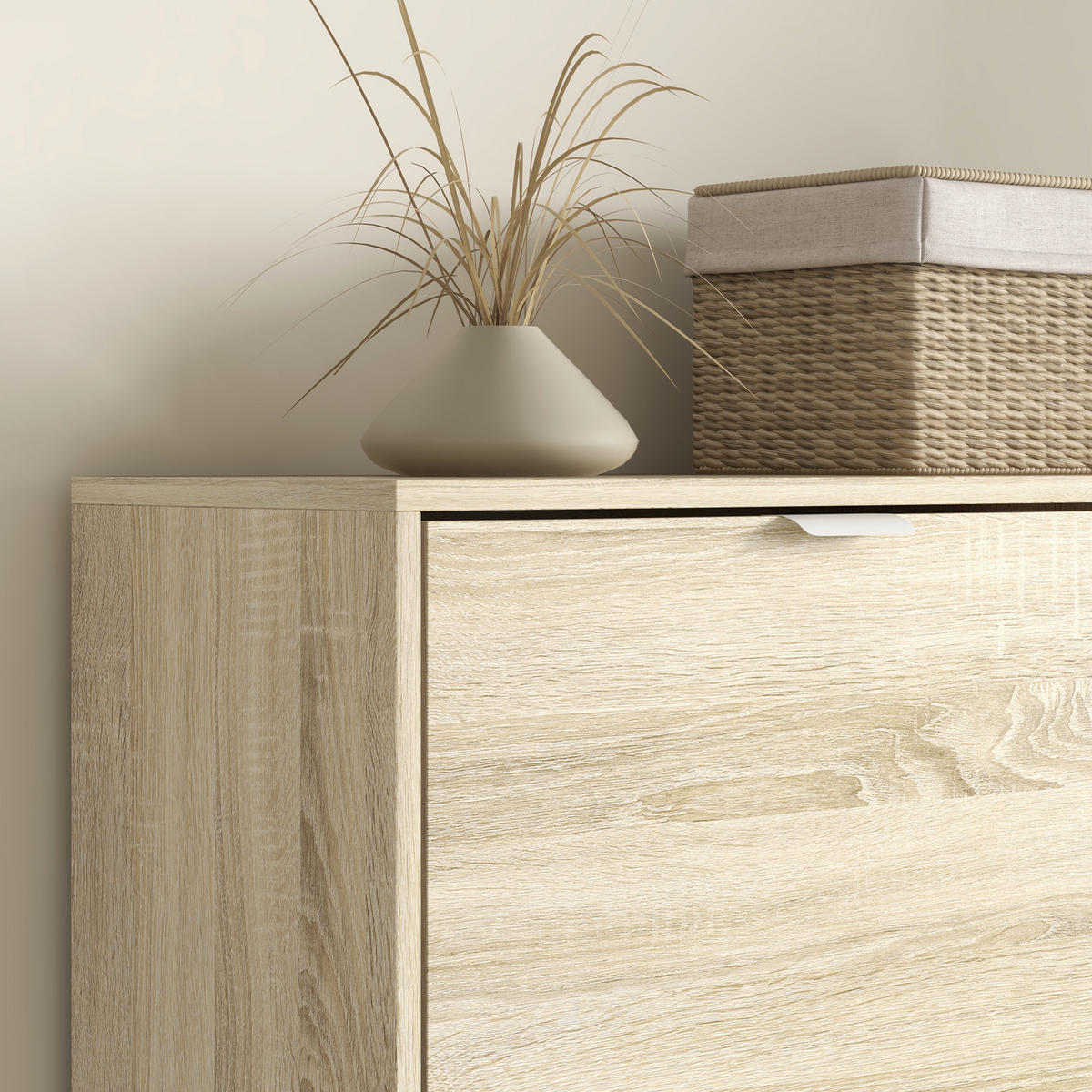SCHUHSCHRANK DE-15005 4 Klapptüren & 2 Spiegel-Schränke Natur - Eichefarben, Holzwerkstoff (82/168/30cm) - ComfortXL