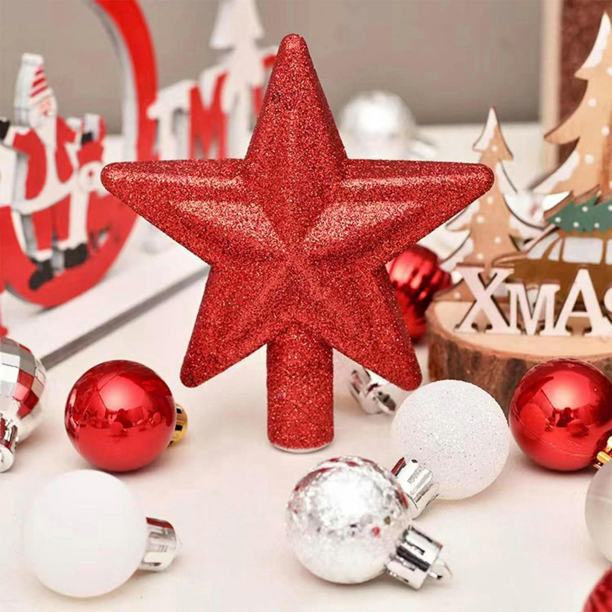 WEIHNACHTSKUGELN 30-teiliges Set Rot & Weiß 3 cm - Multicolor, Kunststoff (3/3/3cm)