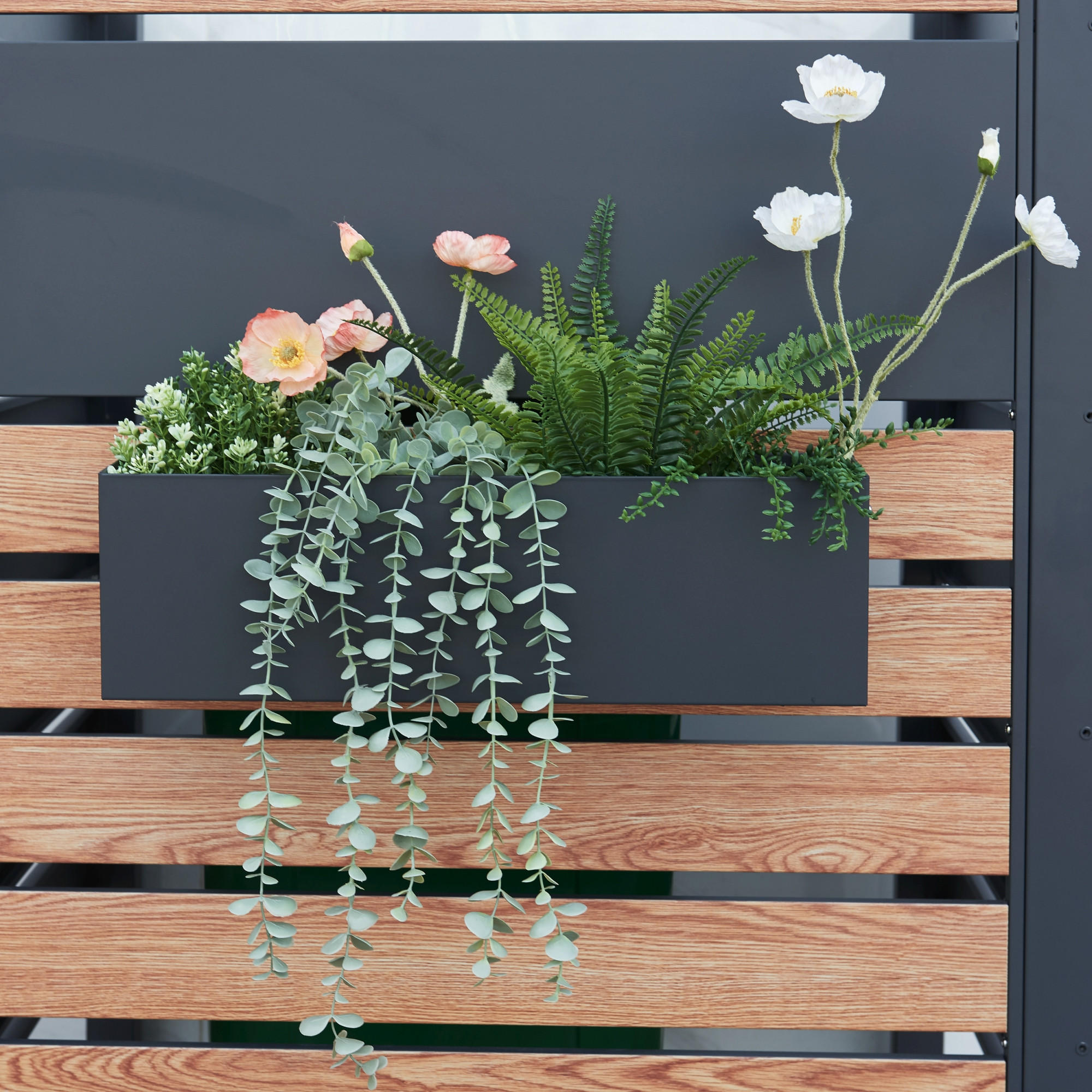 BLUMENKASTEN Achtkarspelen - Anthrazit, Metall (15/15/50cm) - [en.casa]