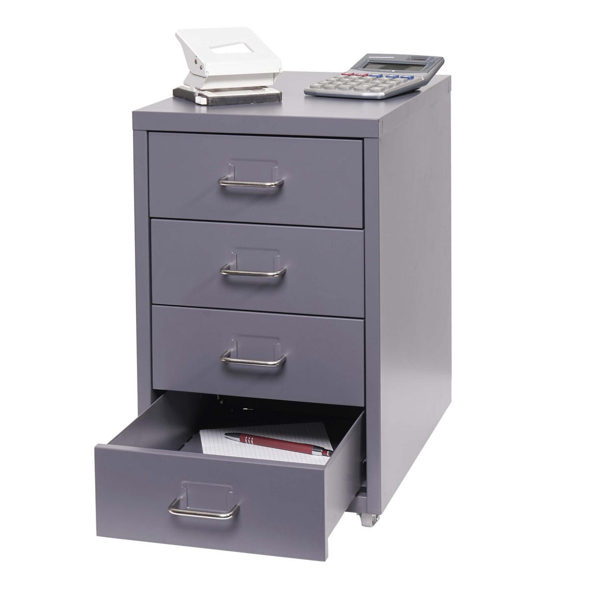 ROLLCONTAINER Housten 48x28x41cm 4 Schubladen Dunkelgrau - Dunkelgrau, Metall (28/48/41cm) - PROREGAL