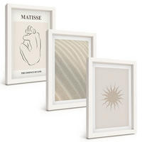 BILDER SET 3er Set - 20x30 cm Weißer Rahmen - Minimalistische Sandlinien Sonne - Weiß, Kunststoff (20/30cm) - TULUP