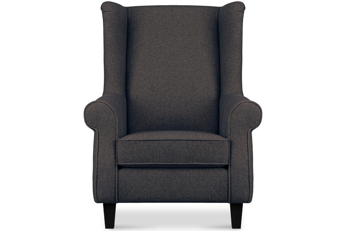 OHRENSESSEL MILES Massivholzbeine schwarz, marine - Blau/Dunkelblau, Holzwerkstoff/Buchenholz (82/105/97cm) - KONSIMO®