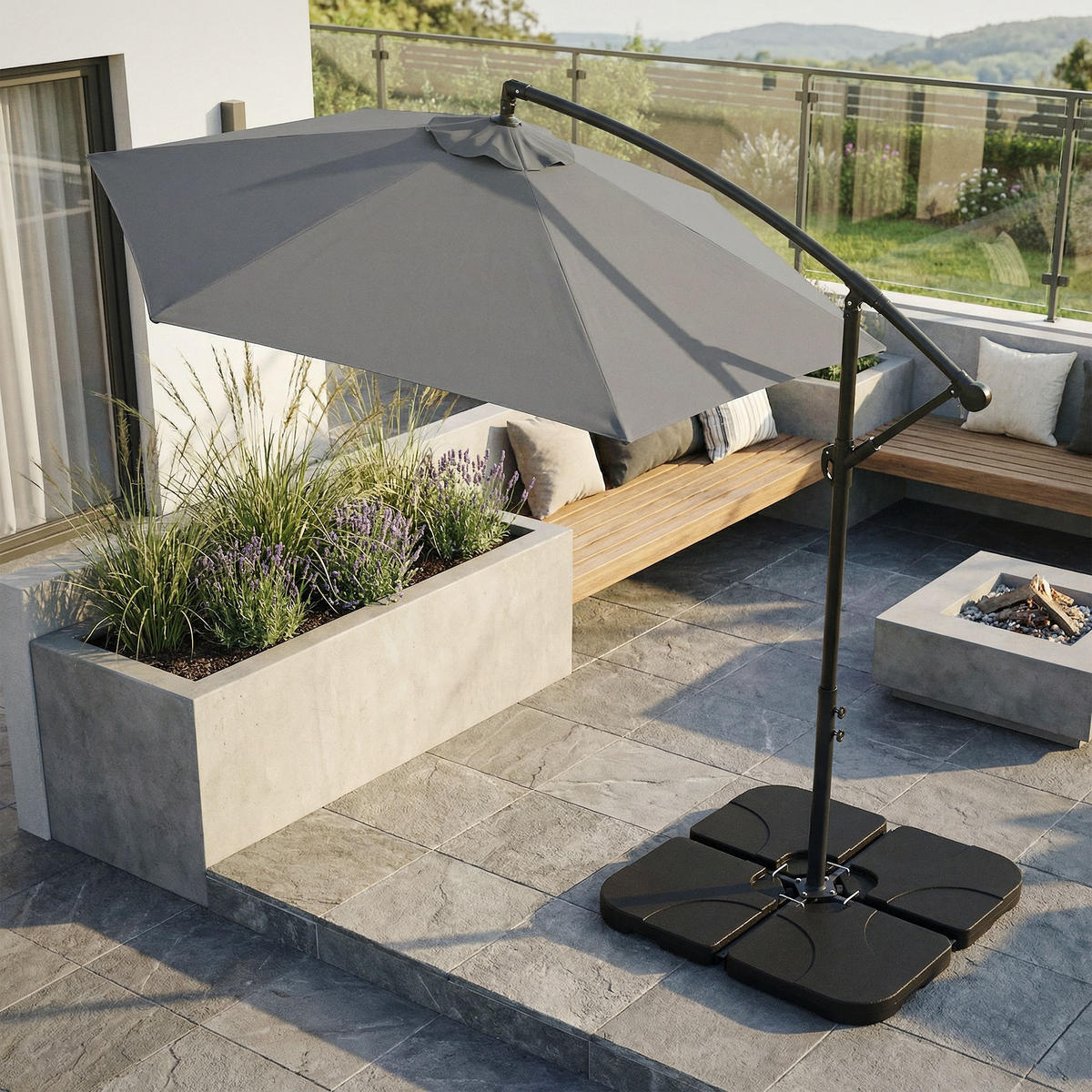 SCHIRMGEWICHT für Ampelschirm 4-teilig Schwarz aus Kunststoff - Schwarz, Kunststoff (105/51cm) - ML-DESIGN