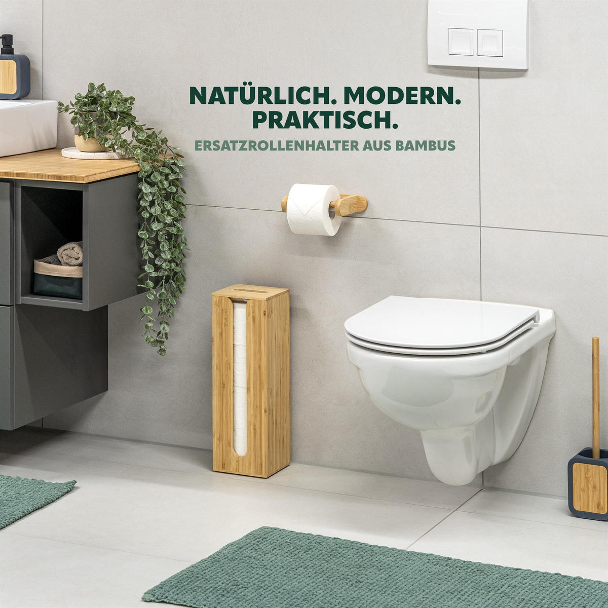 TOILETTENPAPIERHALTER, für 4 Ersatzrollen, Bambus - Braun, Holz (14.5/42/14.5cm) - eluno