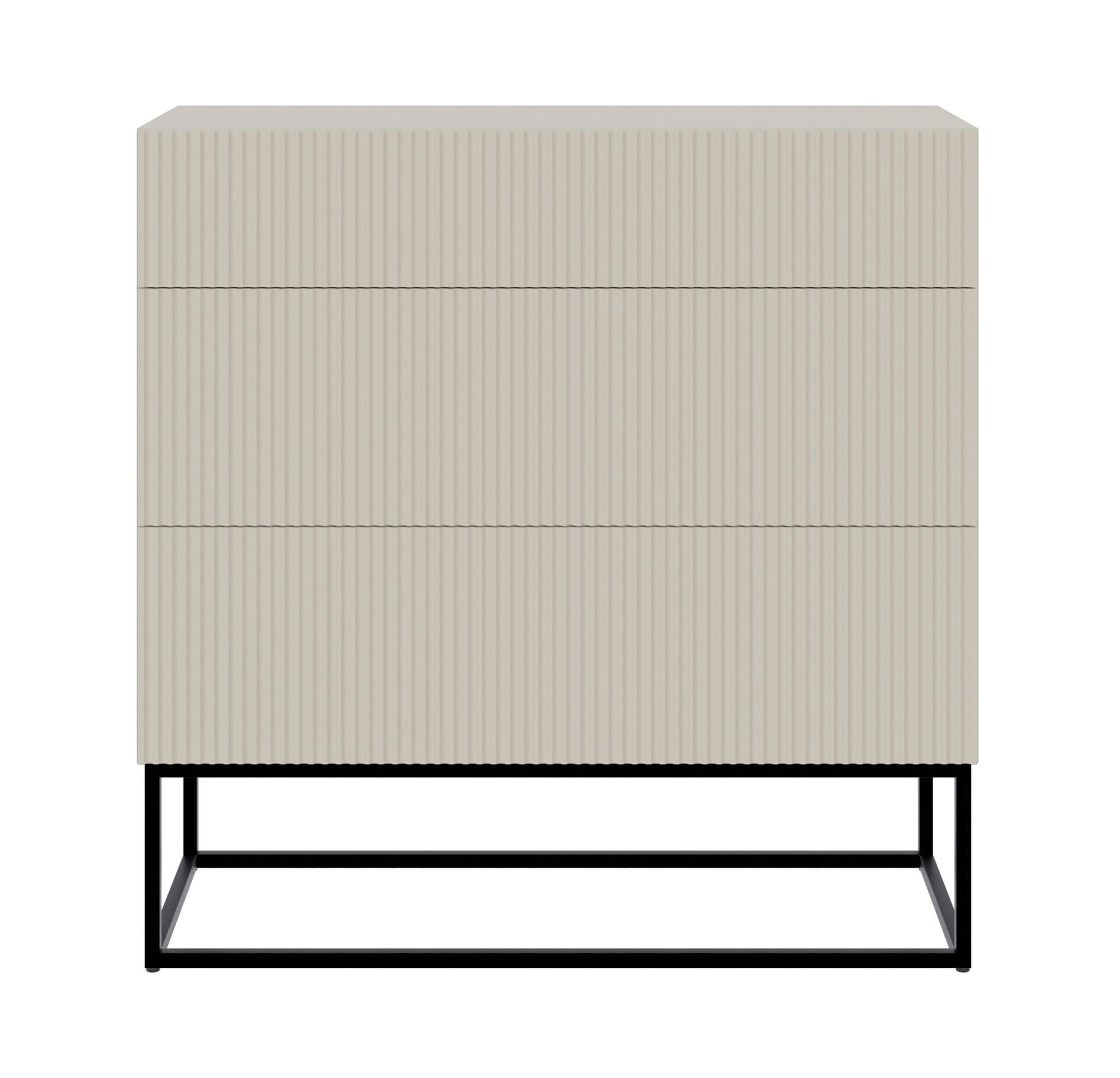 KOMMODE Veldio Graubeige mit schwarzen Beinen 90 cm - Taupe/Schwarz, Holzwerkstoff/Metall (90/90/38cm) - Selsey