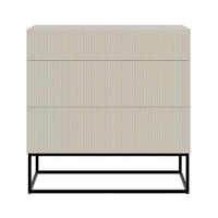 KOMMODE Veldio Graubeige mit schwarzen Beinen 90 cm - Taupe/Schwarz, Holzwerkstoff/Metall (90/90/38cm) - Selsey